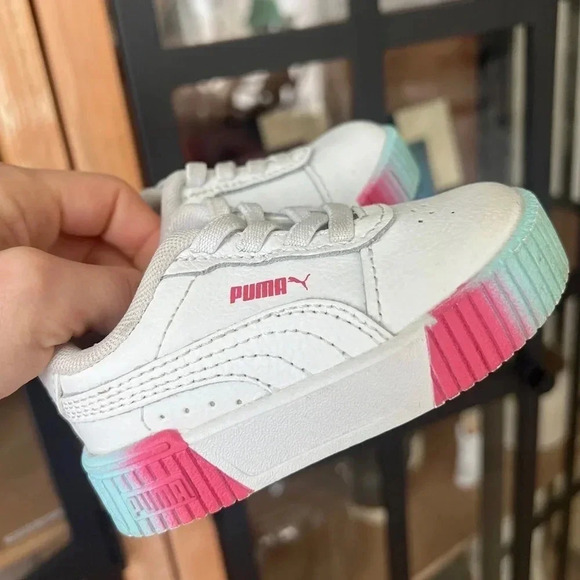 PUMA Baby sneakers Carina 2.0 Fade Athletic Shoes Toddler White Sunset Pink - Picture 6 of 8